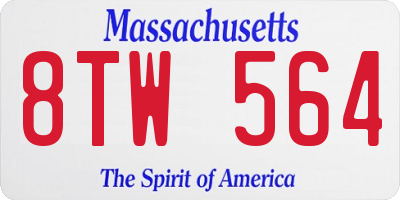 MA license plate 8TW564