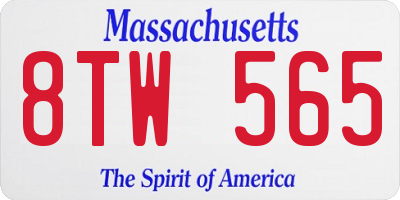MA license plate 8TW565