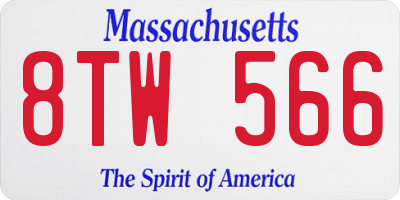 MA license plate 8TW566