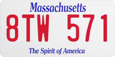 MA license plate 8TW571