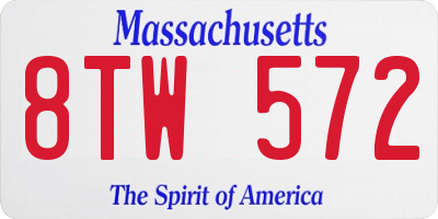 MA license plate 8TW572