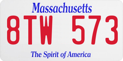 MA license plate 8TW573