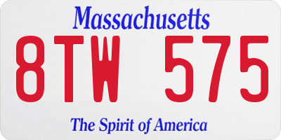 MA license plate 8TW575