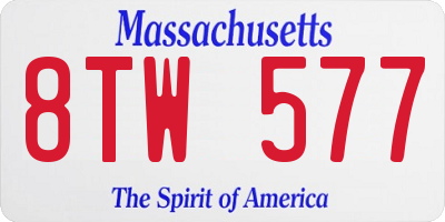 MA license plate 8TW577