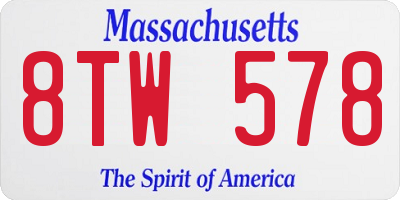 MA license plate 8TW578