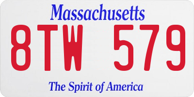 MA license plate 8TW579