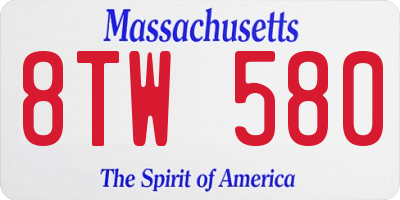 MA license plate 8TW580