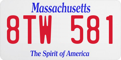 MA license plate 8TW581