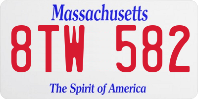 MA license plate 8TW582