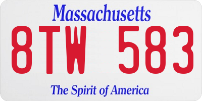 MA license plate 8TW583