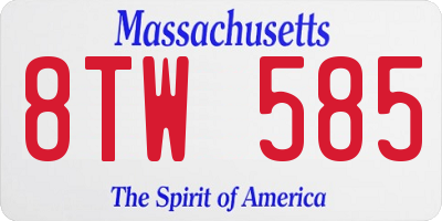 MA license plate 8TW585