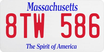 MA license plate 8TW586