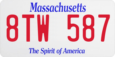 MA license plate 8TW587