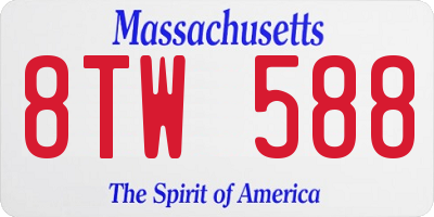 MA license plate 8TW588