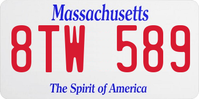 MA license plate 8TW589