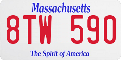 MA license plate 8TW590