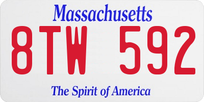 MA license plate 8TW592