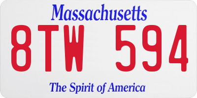 MA license plate 8TW594