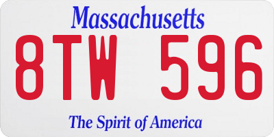 MA license plate 8TW596