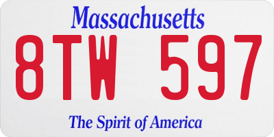MA license plate 8TW597