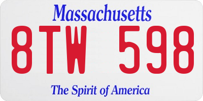 MA license plate 8TW598