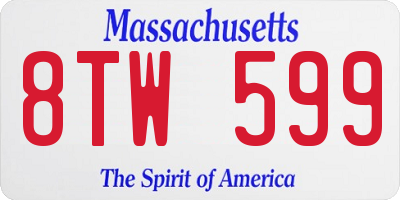MA license plate 8TW599