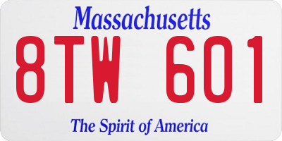 MA license plate 8TW601