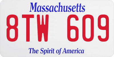 MA license plate 8TW609