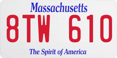MA license plate 8TW610