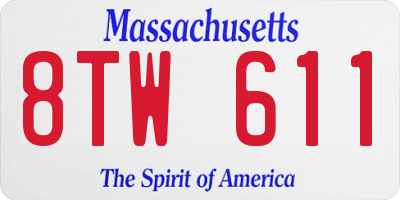 MA license plate 8TW611