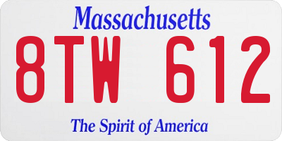 MA license plate 8TW612