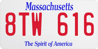 MA license plate 8TW616