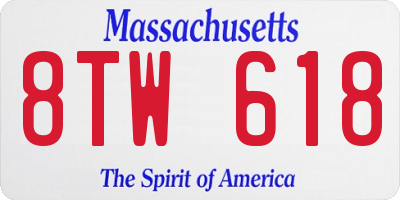 MA license plate 8TW618