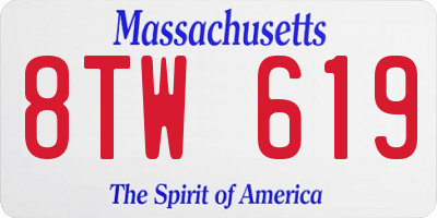 MA license plate 8TW619