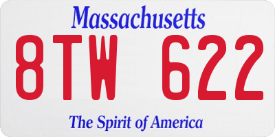 MA license plate 8TW622