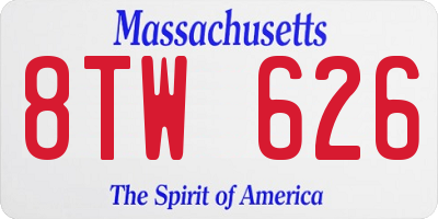 MA license plate 8TW626