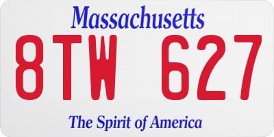 MA license plate 8TW627