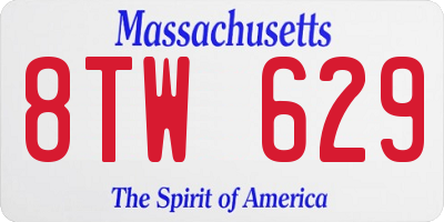 MA license plate 8TW629