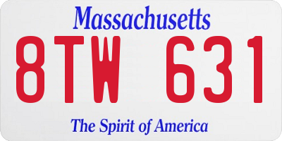 MA license plate 8TW631