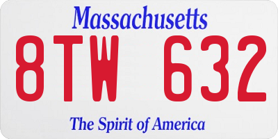 MA license plate 8TW632