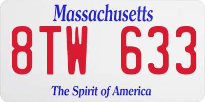 MA license plate 8TW633