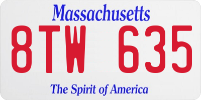 MA license plate 8TW635