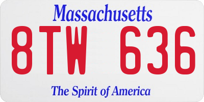 MA license plate 8TW636