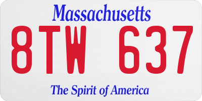 MA license plate 8TW637
