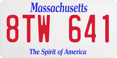 MA license plate 8TW641