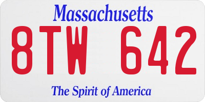 MA license plate 8TW642