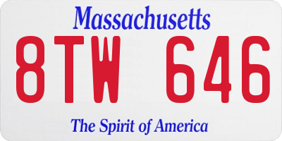 MA license plate 8TW646