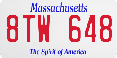 MA license plate 8TW648