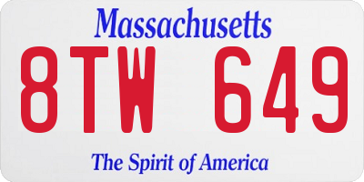 MA license plate 8TW649