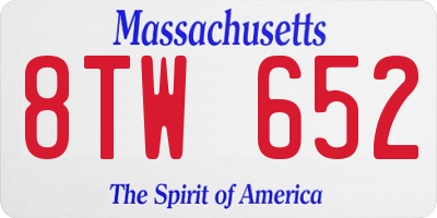 MA license plate 8TW652